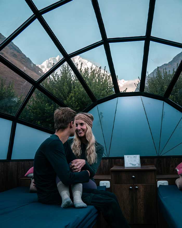 Couple in love inside the Sky Camp