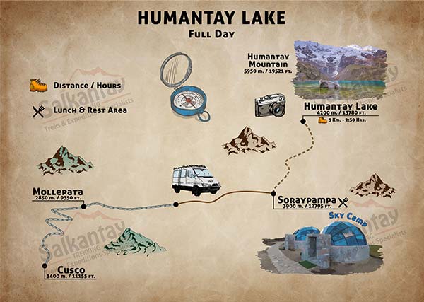 humantay lake full day tour map